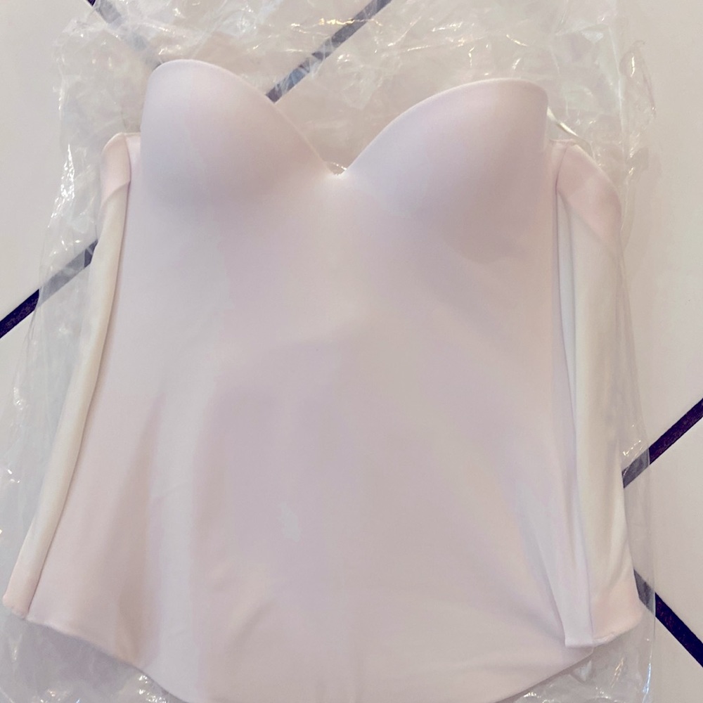 Strapless bra worn under a wedding dress. 34B